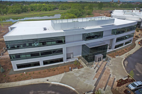 Overhead look at a building