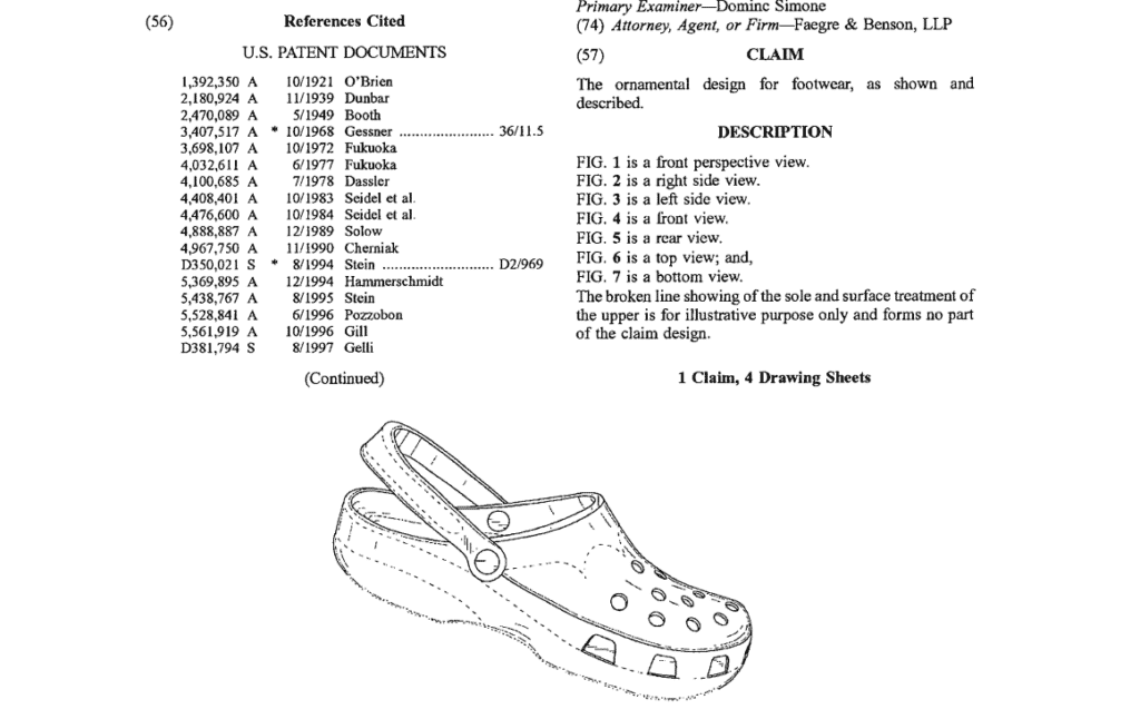 Crocs patent