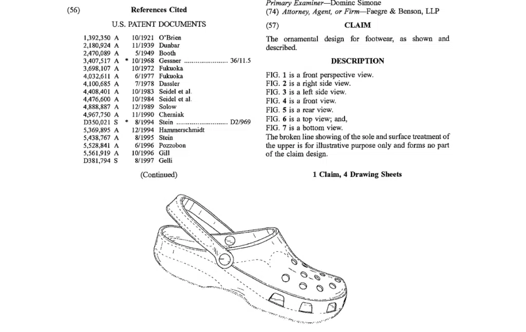 Crocs patent