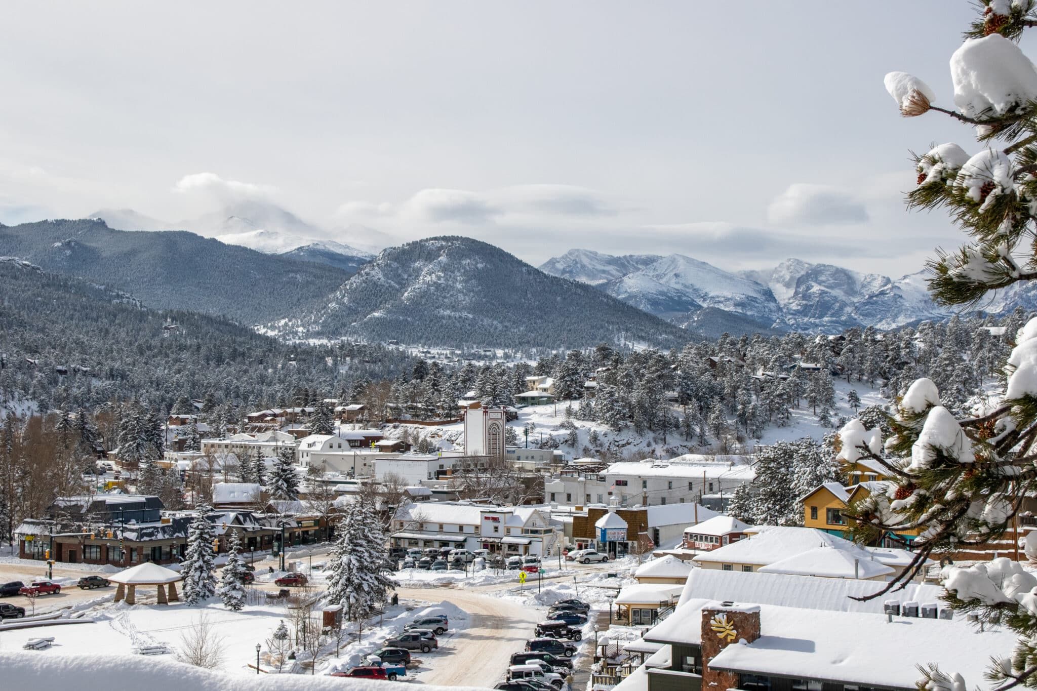 Estes Park in snow