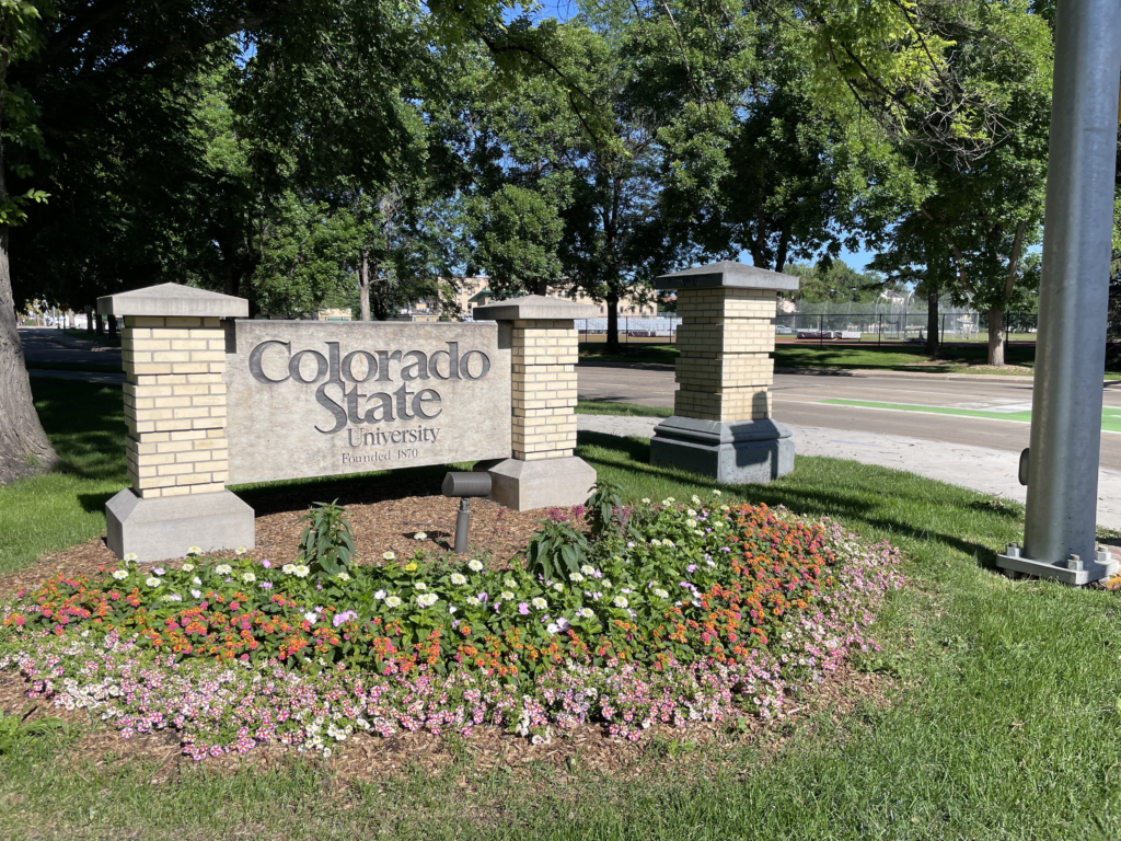 Colorado State University entry sign