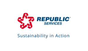 Republic Services logo with tagline, Sustainability in Action