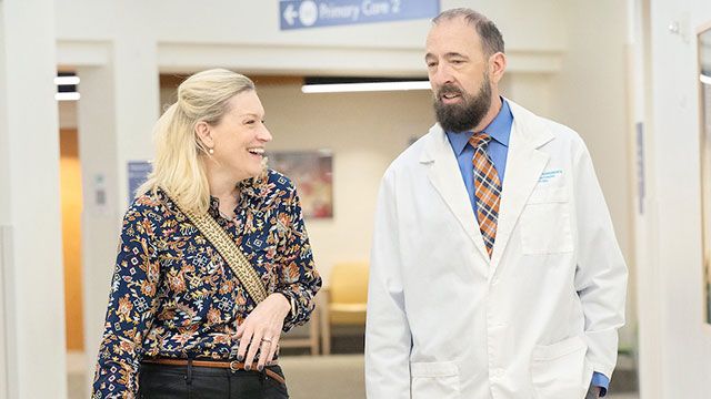 Kaiser Permanente member, Greta Walker, pictured with Kris Vogel, RPh, BCACP, Kaiser Permanente Colorado Clinical Pharmacy Services