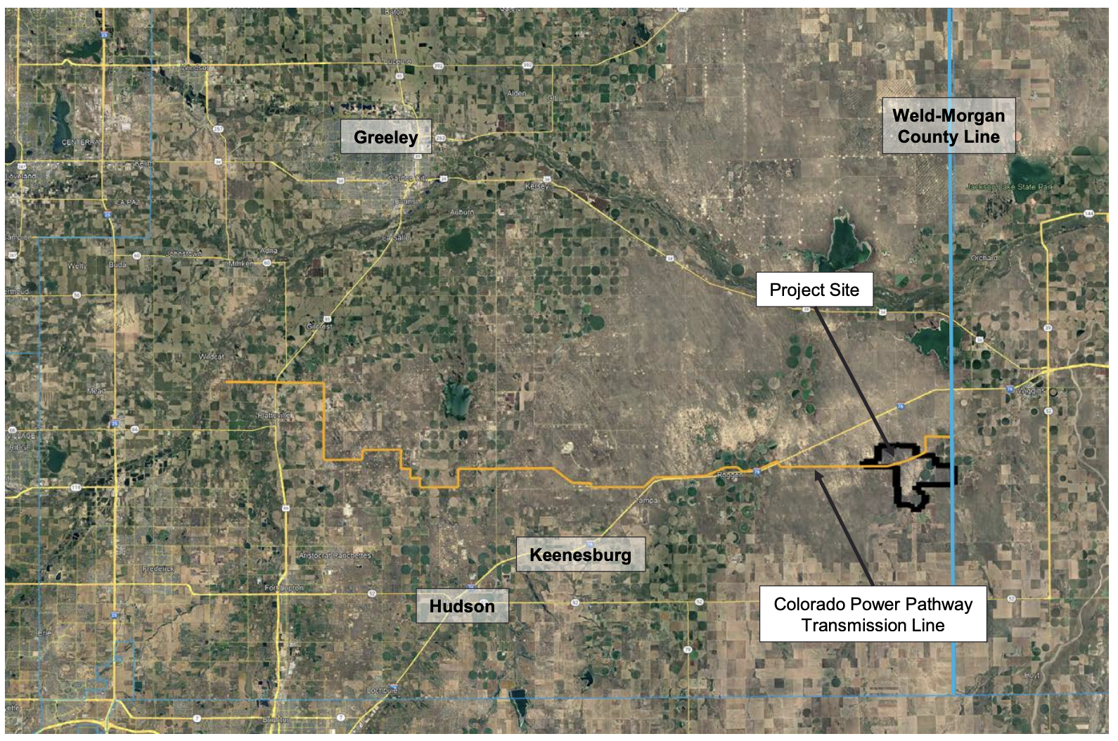 Map of Magnum Feedyard solar project