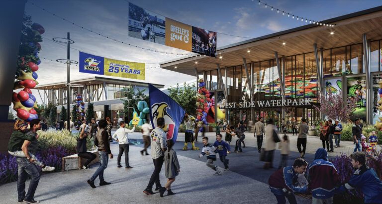 Cascadia plaza artist rendering of people walking