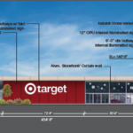 An elevation shows the planned Target store in Firestone.