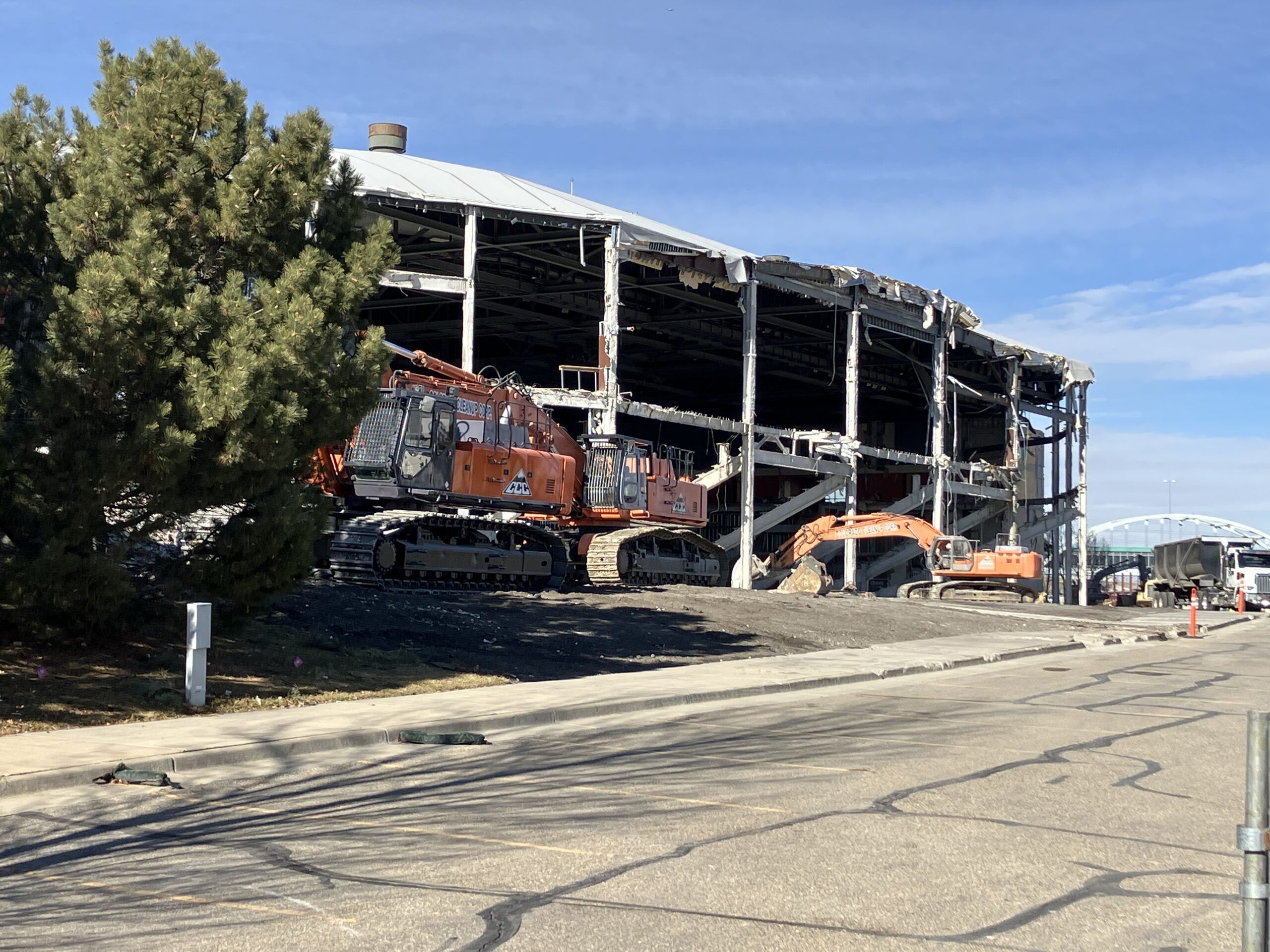 Heavy equipment tear down 1st Bank Center