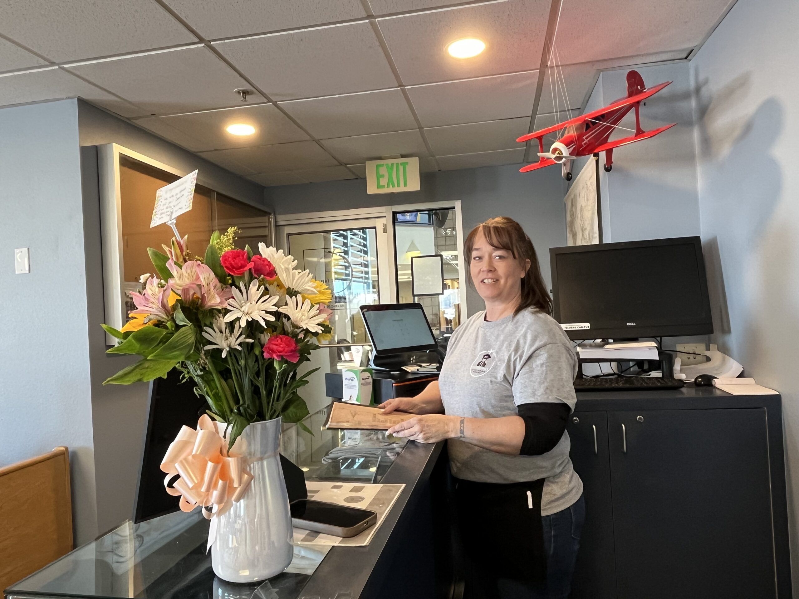 Kathy Bauer is shown at the cashier’s desk of her new restaurant.