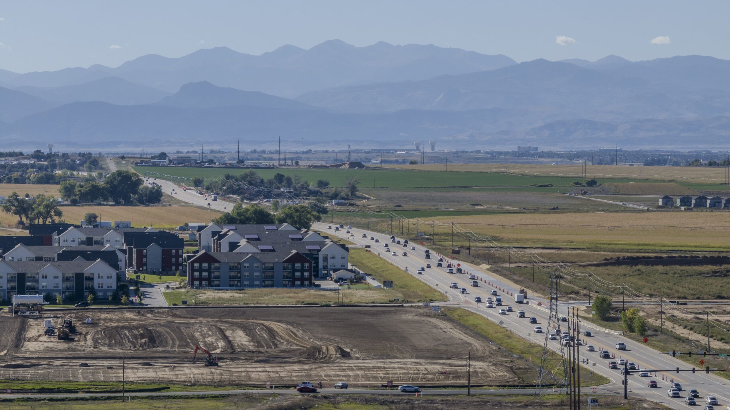 Overhead look at traffic west 10th Street and 83rd Avenue in Greeley