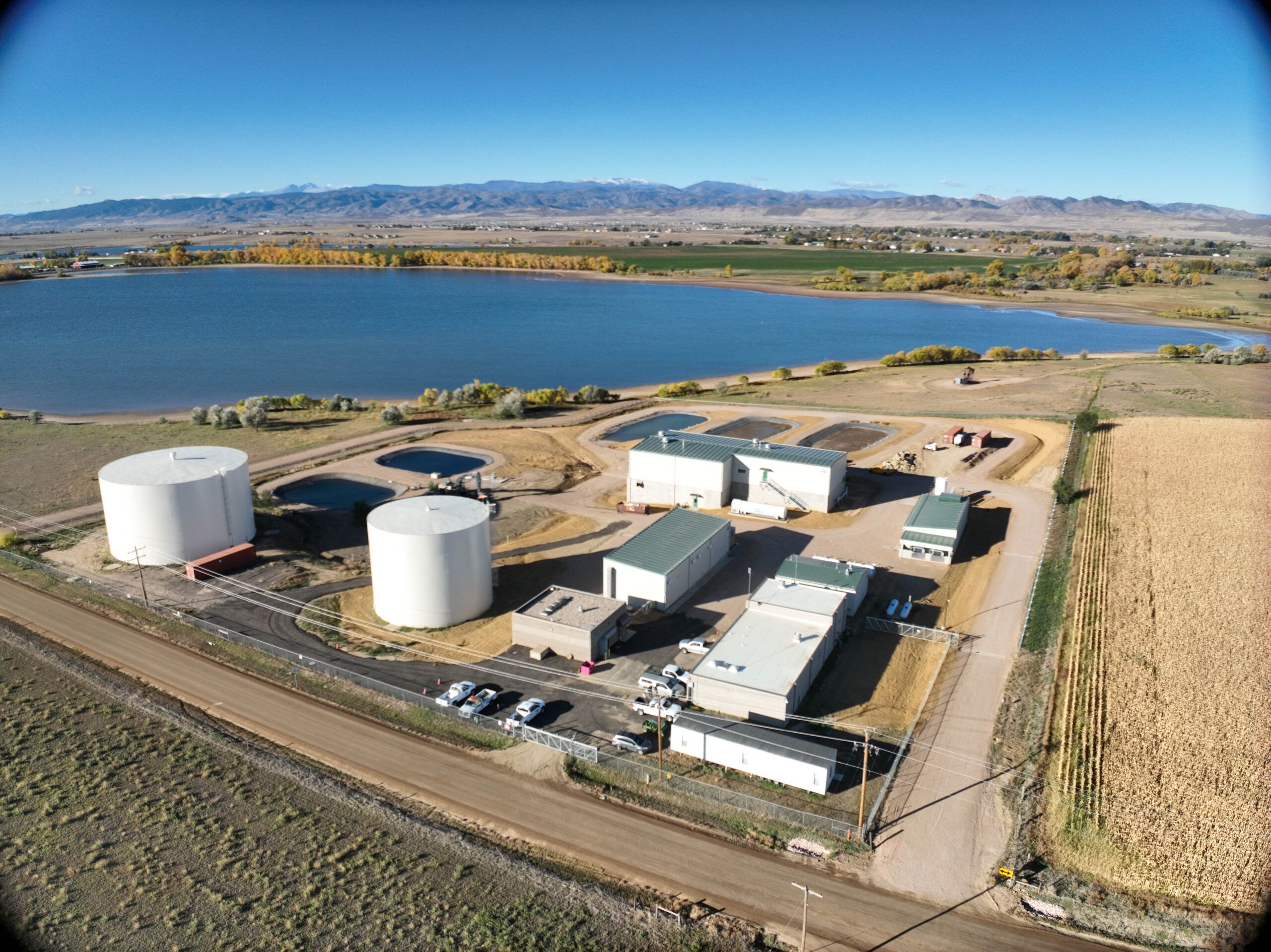 Wellington water plant with reservoir in background