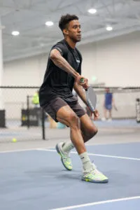 Former NFL wide receiver Rodney Adams returns a shot at The Picklr Loveland.