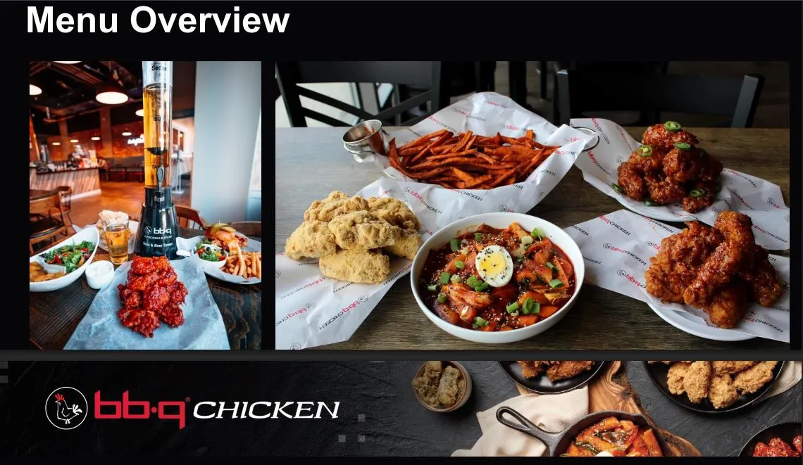 A slide from the Superior Town Council packet shows examples of Bb.q Chicken’s menu offerings.