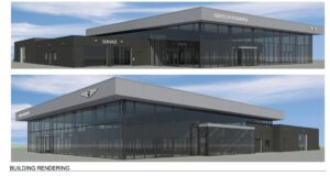 An artist’s rendering of the Genesis car dealership planned at 4101 Industrial Lane in Broomfield.