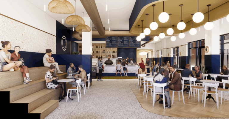 An artist’s rendering of the interior of Crepe Therapy Café.