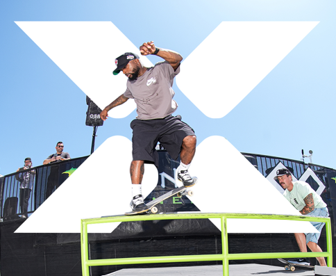 Professional skateboarder Dashawn Jordan in one the X Games’ new athlete-forward promotional posters.