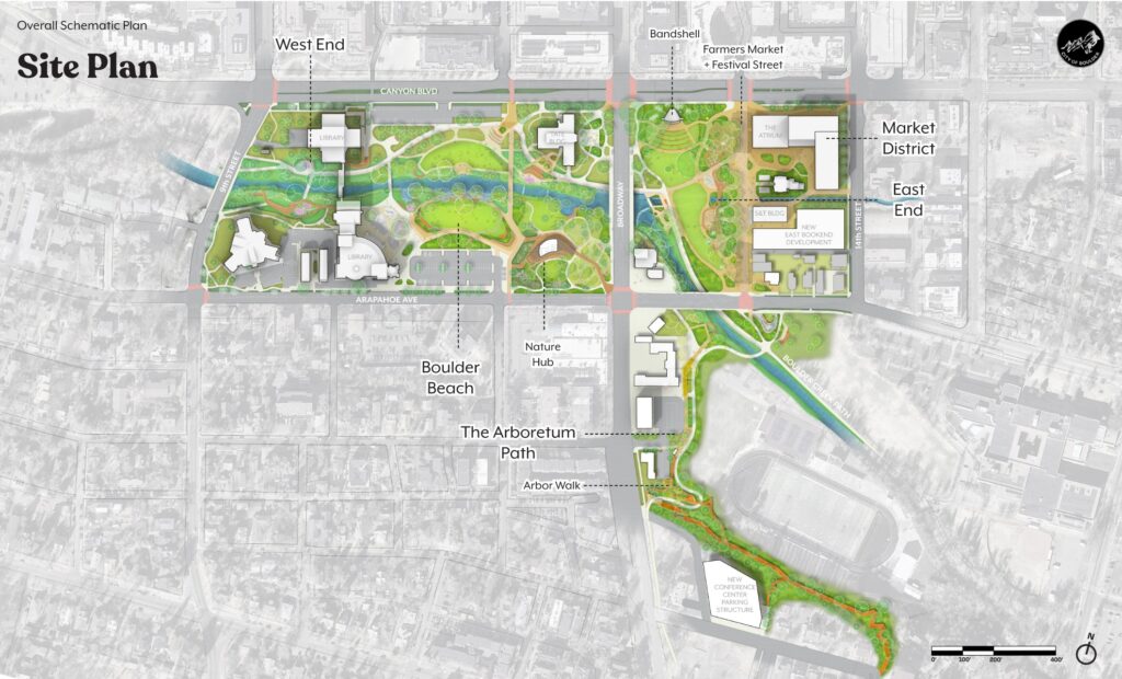 A map of the second phase of the Boulder Civic Area project.