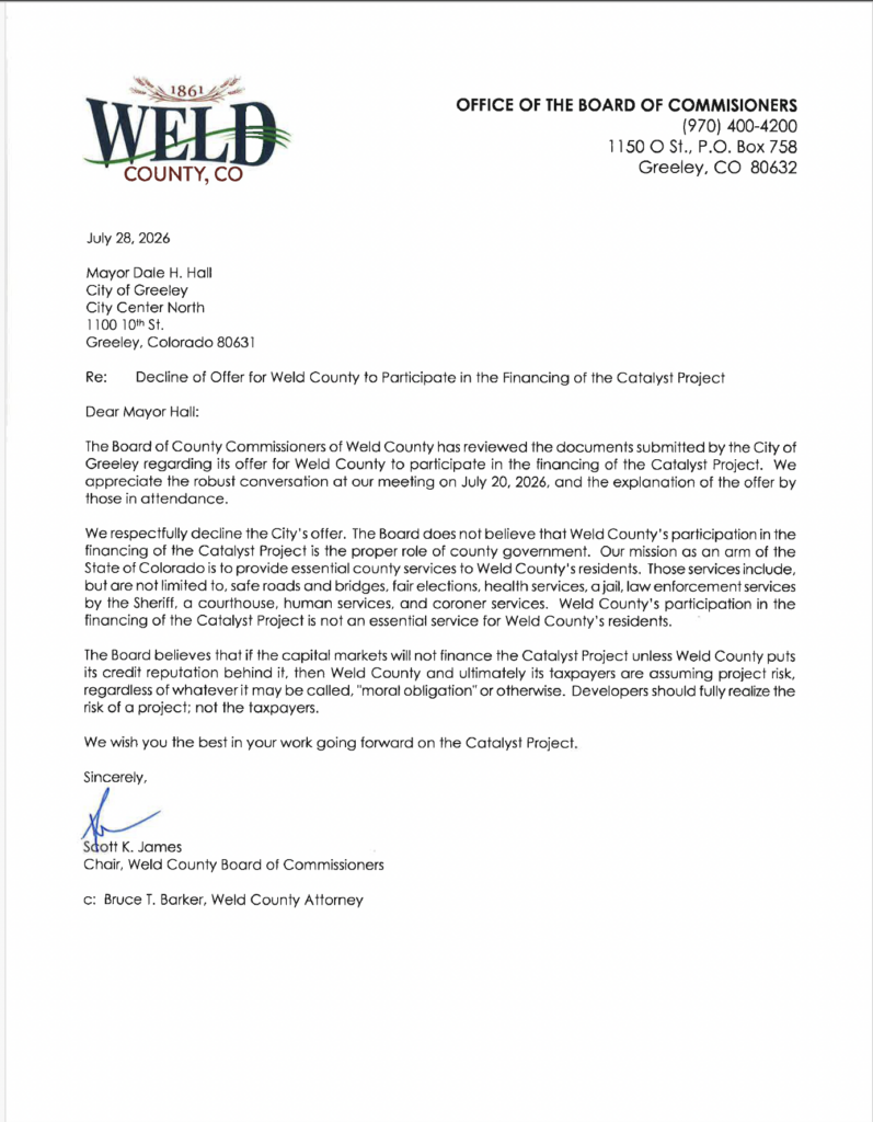 Weld County Catalyst letter