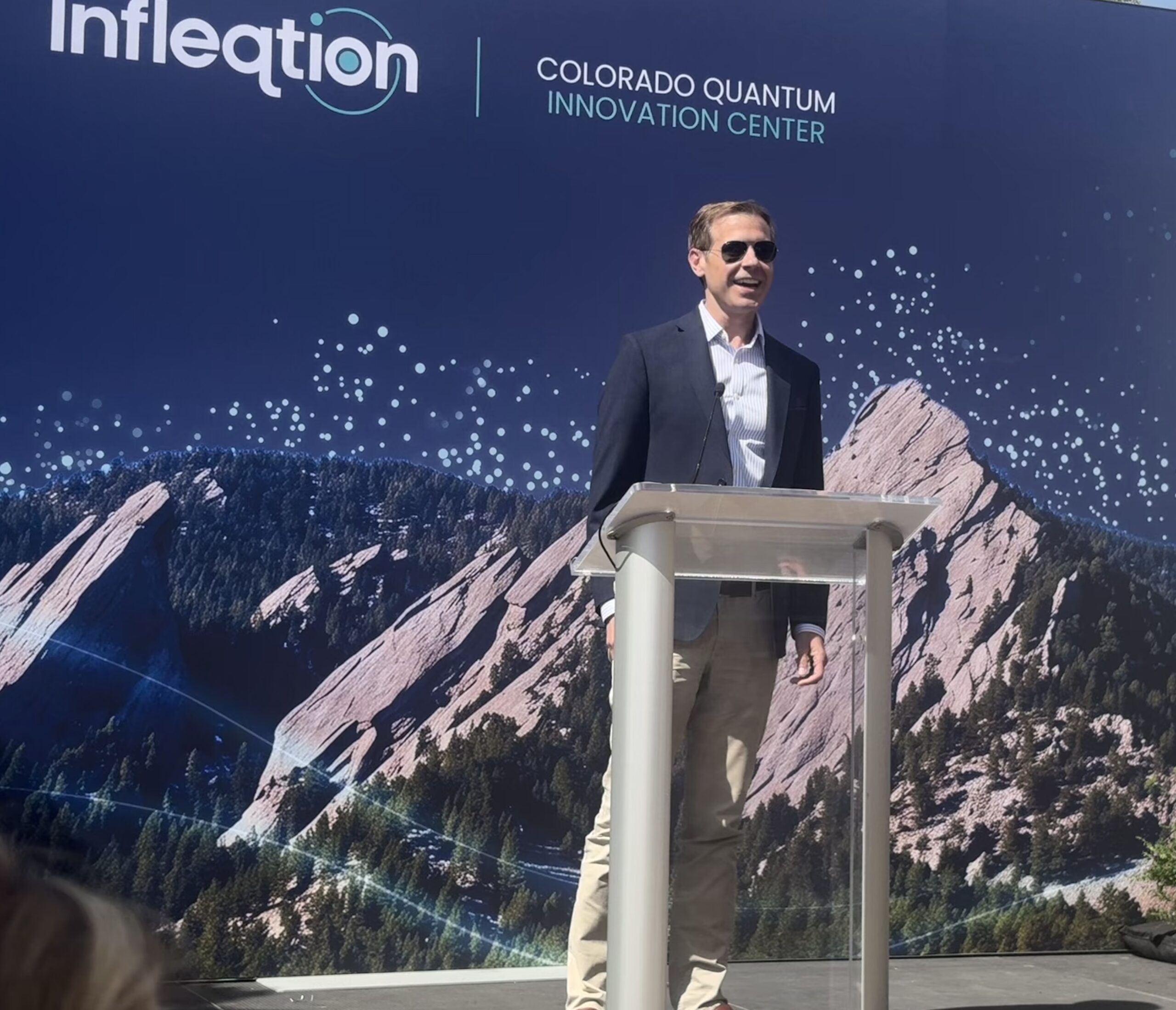 Infleqtion CEO Matthew Kinsella speaks at a ribbon-cutting ceremony at the company’s new Colorado Quantum Innovation Center in Louisville.