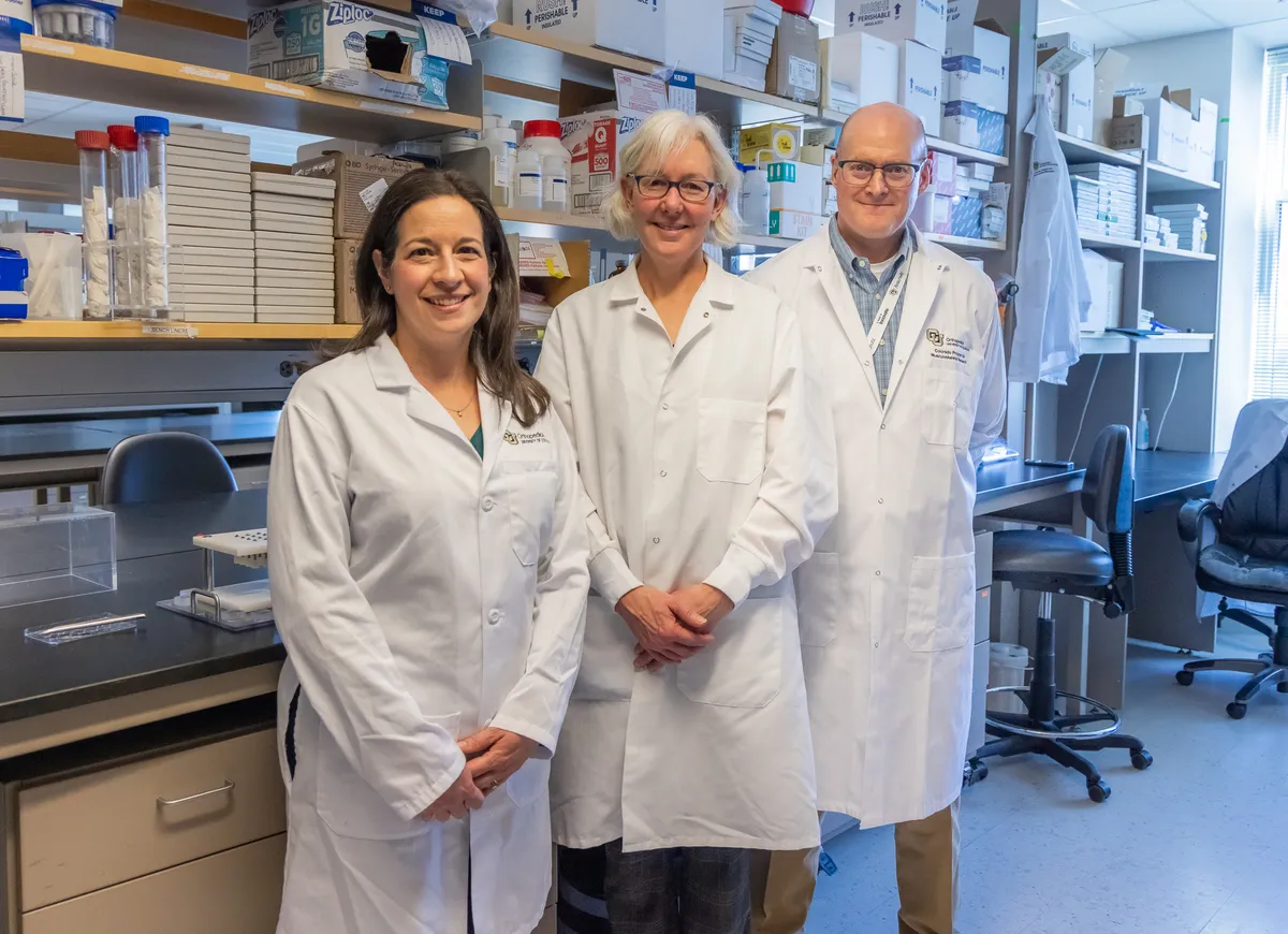 From left, Karin Payne, Stephanie Bryant and Mike Zuscik. The researchers are part of the multi-institutional team developing regenerative therapies for osteoarthritis.