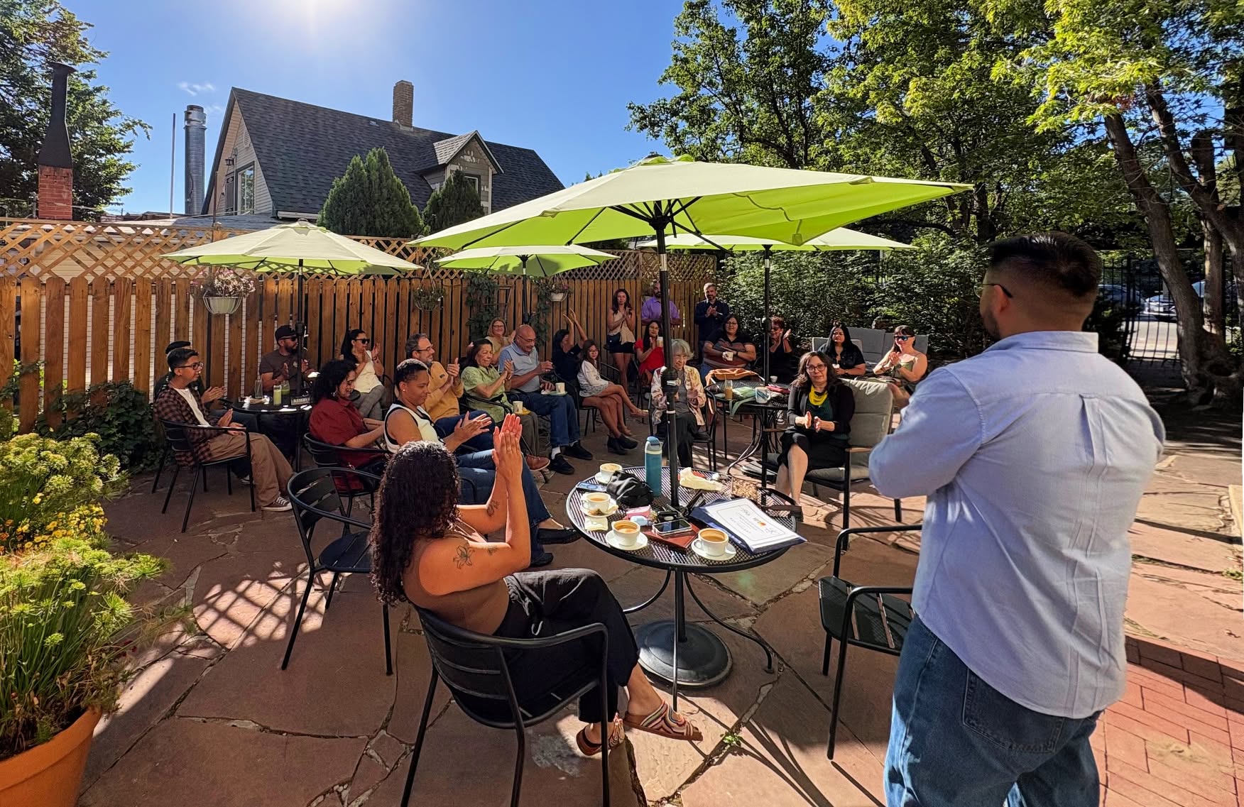 Attendees at the LIFT Fund grant announcement Sept. 13 at Margie’s Java Joint in Greeley.