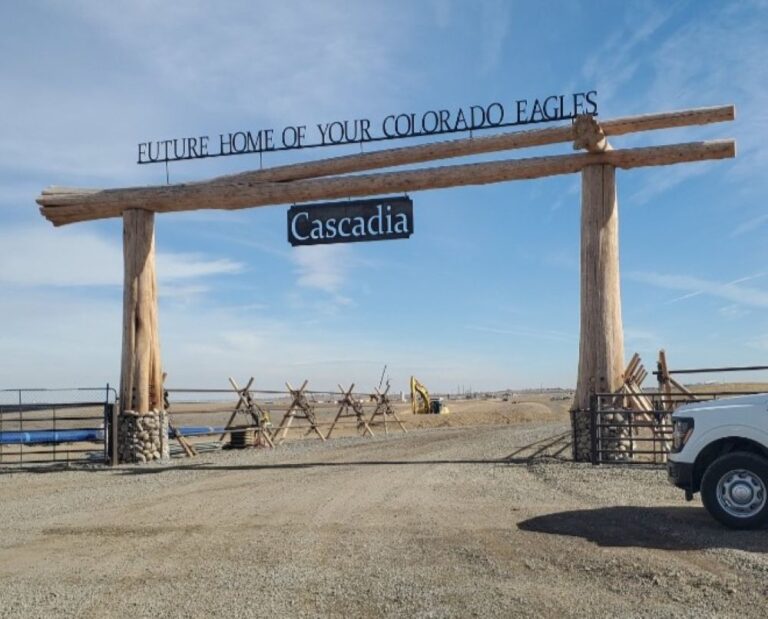 The entrance to the proposed Catalyst and Cascadia developments, along Colorado Highway 257 in west Greeley. Dallas Heltzell/BizWest.