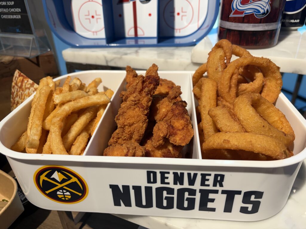 A chicken-tender basket at Ball Arena.