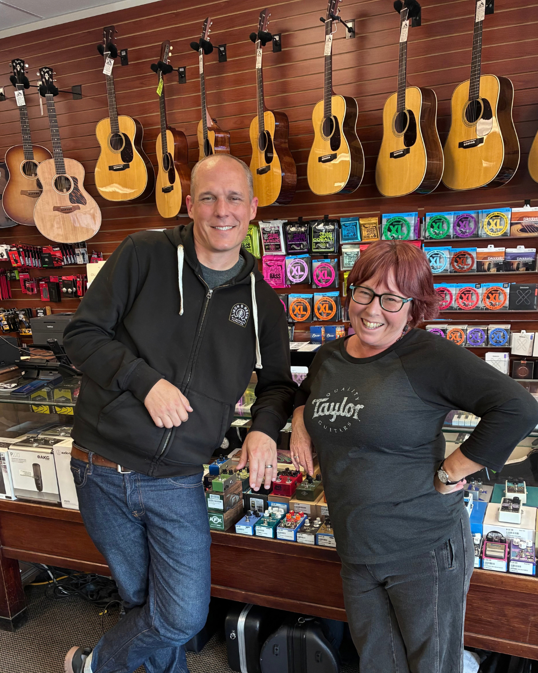HB Woodsongs’ new owner Kevin Drost and former owner Sondra Blanchard.